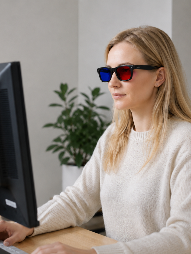 Adults using BiColor – Vision Trainer with anaglyph glasses