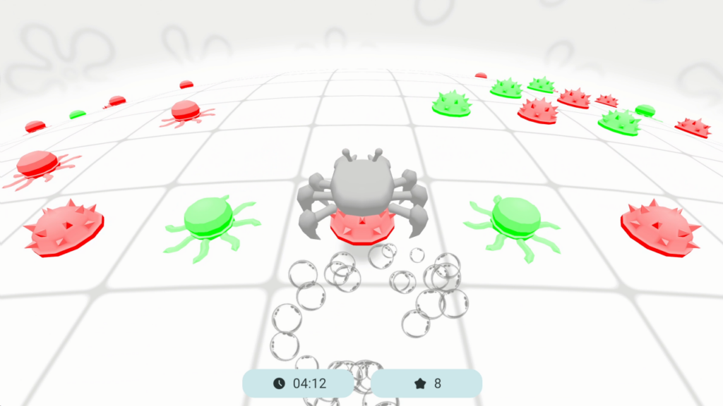 Star Crab gameplay in BiColor – Vision Trainer with a crab collecting stars in a lazy eye training mini-game